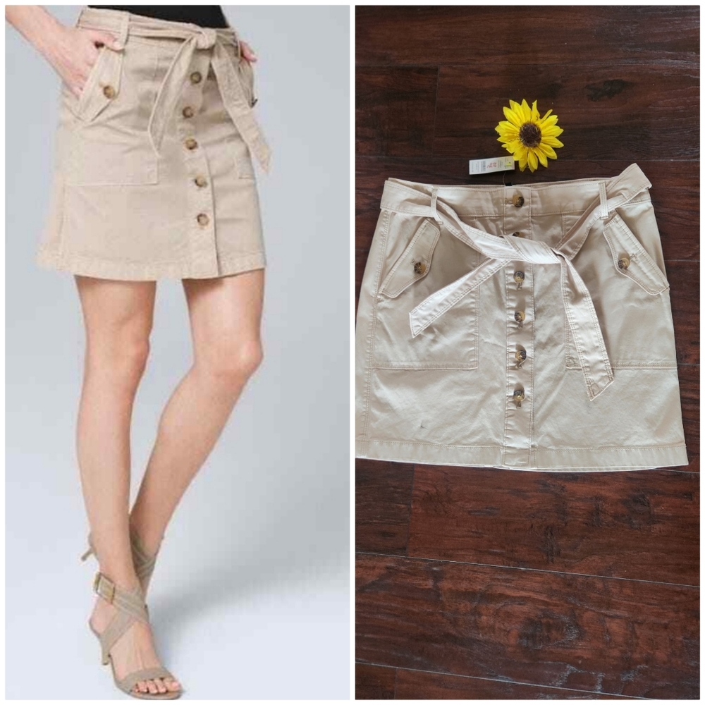 White House Black Market Utility Mini Skirt Color Biscotti NEW!! - Picture 2 of 8